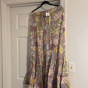 Colorful Leaf Print Maxi Skirt